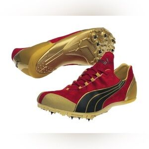 Mens Puma Complete Theseus Track And Field Shoes size 11 1/2. Red Suede …
